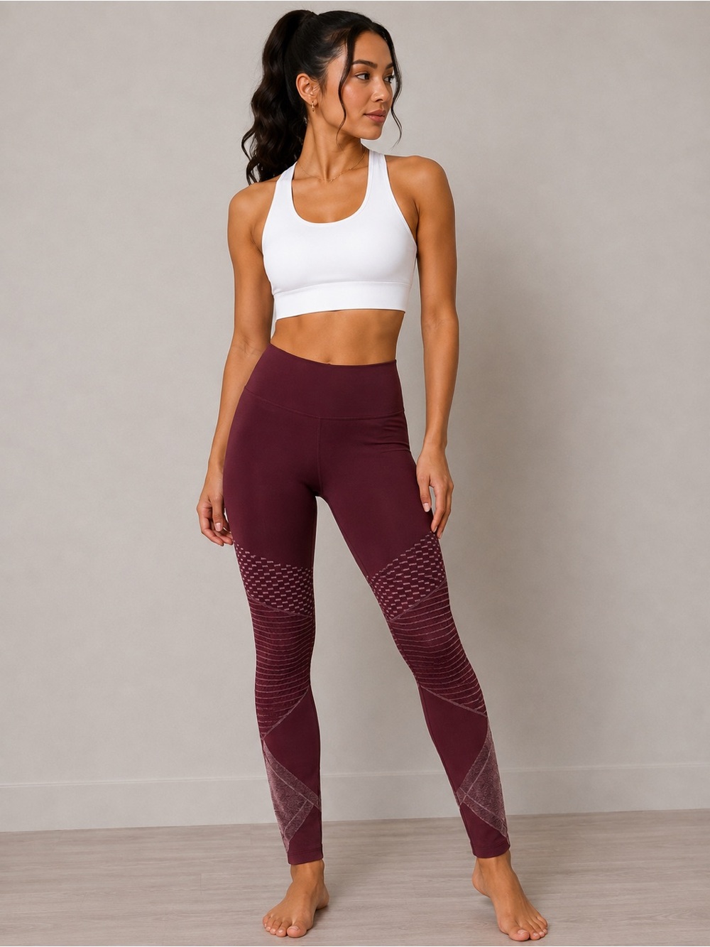 SPANX Seamless Burgundy Athletic Leggings